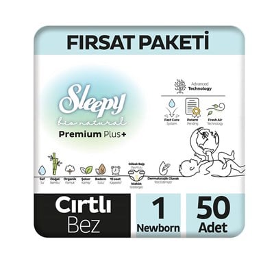 SLEEPY Bio Natural Fırsat Bebek Bezi 50Li ( No: 1 )