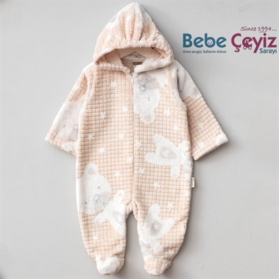 BEBİTOF Ayıcık Desen Velsoft Tulum ( Kahve )