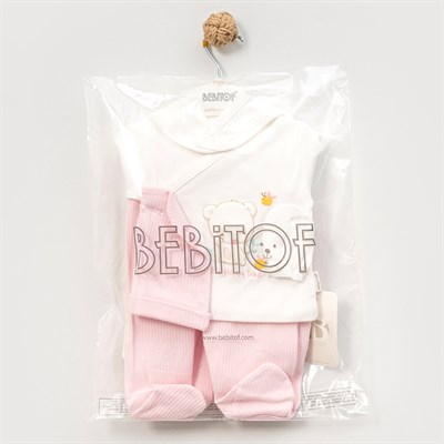 BEBİTOF Çiçekli 5li Hastane Çıkışı ( Ekru )