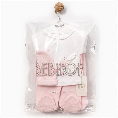 BEBİTOF Çiçekli Nakış 5li Hastane Çıkışı ( Pembe )