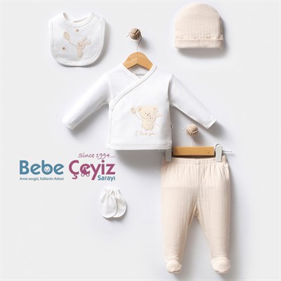 BEBİTOF Sarılan Ayıcık 5li Hastane Çıkışı ( Ekru )
