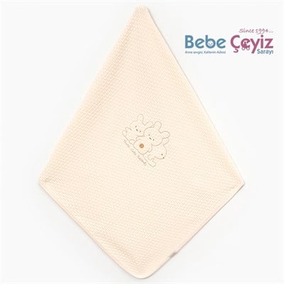 BEBİTOF Sevimli Tavşanlı Battaniye ( Bej ) 
