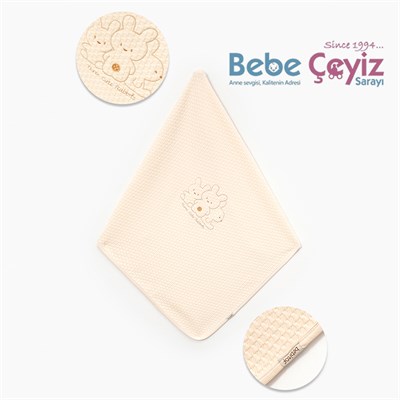 BEBİTOF Sevimli Tavşanlı Battaniye ( Bej ) 