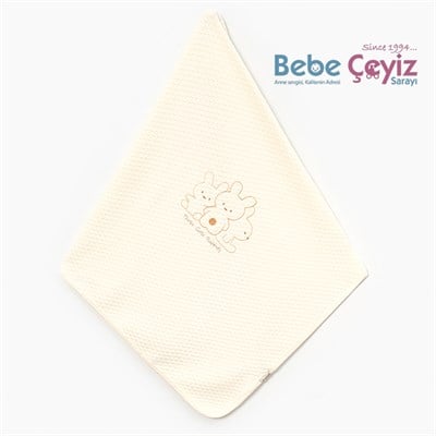 BEBİTOF Sevimli Tavşanlı Battaniye ( Ekru ) 