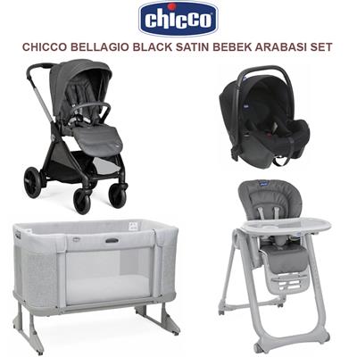 Bellagıo Black Satın +  Polly Magic Dark Grey + Korry Essential Syah + Next2me Forever Cosleeping Cot Ash Grey