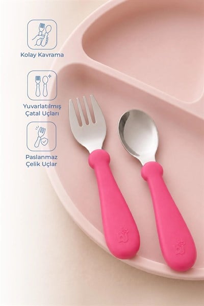 Çatal Kaşık Seti...Paslanmaz ( Pembe )