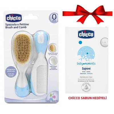 CHİCCO Fırça ve Tarak Seti Mavi + Sabun Hediye