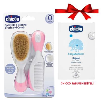 CHİCCO Fırça ve Tarak Seti Pembe + Sabun Hediye