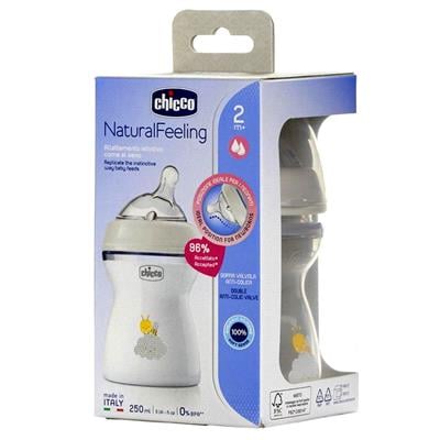 Chicco Natural Feeling Silikon Emzikli Pp Biberon Desenli 250 Ml 2+ Ay Yeni
