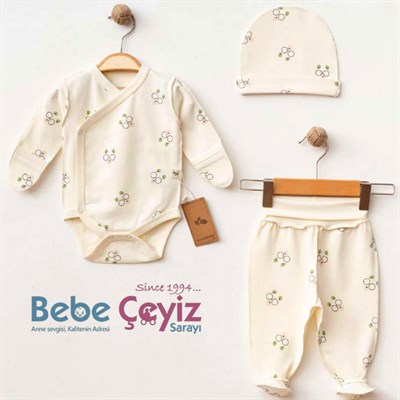 CİCCİM BABY  Gözlüklü Ayıcık Kruvaze 3lü Takım 