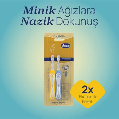 CHİCCO Mustard 2li Diş Fırçası ( İndigo ) ( 3-36 Ay )