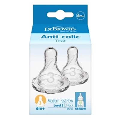 Dr. Browns 2 li Silikon Dar Ağız 3.Aşama Biberon Emziği (6+)