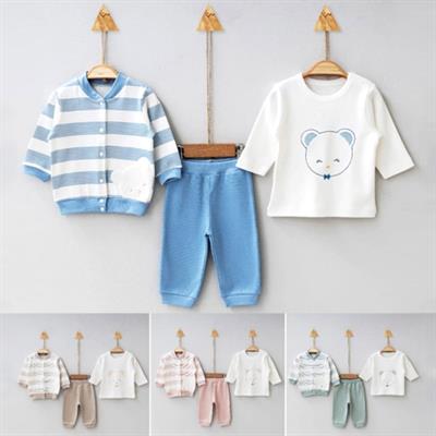 GAYE BEBE Çizgili Üçlü Takım