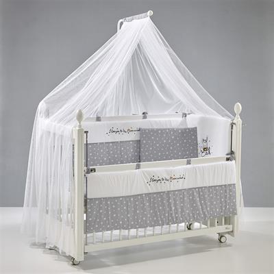 Beşik...Kral 60*120(Beyaz+Moon Gri+Yatak+Cibinlik)