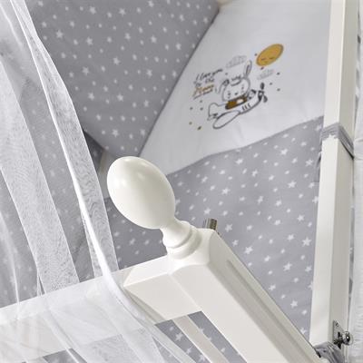 Beşik...Kral 60*120(Beyaz+Moon Gri+Yatak+Cibinlik)