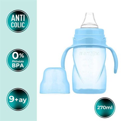 MAMAJOO Akıtmaz Alıştırma Bardağı 270 ML ( Pow Blue ) ( 9 Ay+ )
