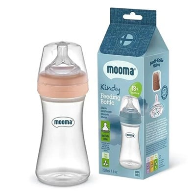 MOOMA Biberon Kindy Hızlı Akış Gül 250 ML ( 18+ Ay )