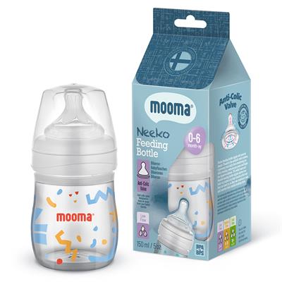 Mooma Neeko Antikolik Biberon 150ml (0-6 Ay Yavaş Akış ) Hayvan Desenli