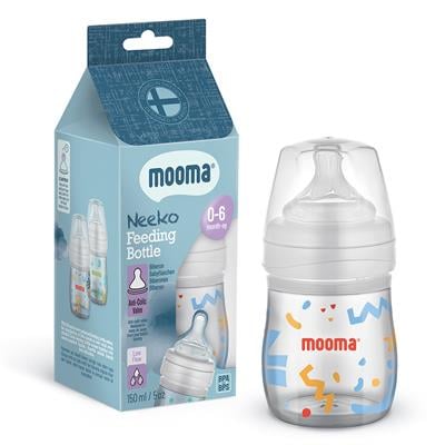 Mooma Neeko Antikolik Biberon 150ml (0-6 Ay Yavaş Akış ) Hayvan Desenli