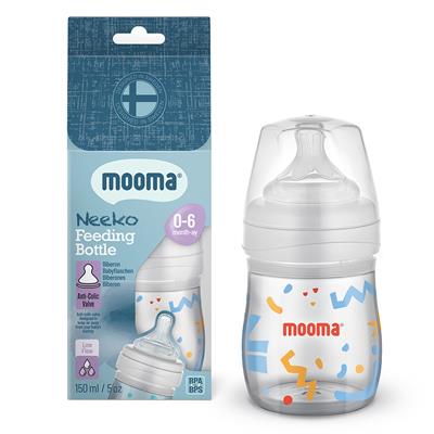Mooma Neeko Antikolik Biberon 150ml (0-6 Ay Yavaş Akış ) Hayvan Desenli