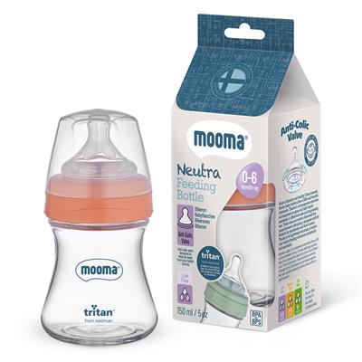Mooma Neutra Antikolik Tritan Biberon 150ml (0-6 Ay) Yavaş Akış - Coral Pink