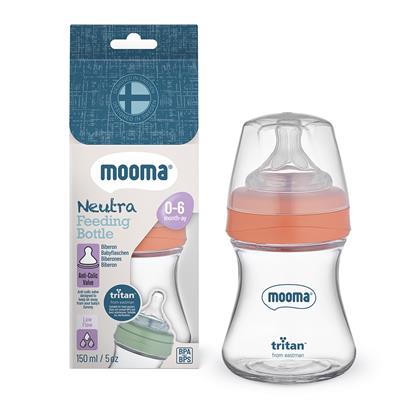 Mooma Neutra Antikolik Tritan Biberon 150ml (0-6 Ay) Yavaş Akış - Coral Pink