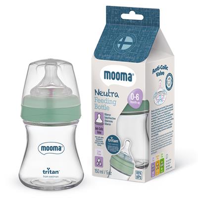 Mooma Neutra Antikolik Tritan Biberon 150ml (0-6 Ay) Yavaş Akış - Sage Green