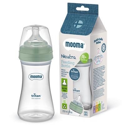 Mooma Neutra Antikolik Tritan Biberon 250ml (18Ay+) Hızlı Akış - Sage Green