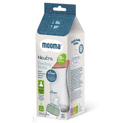 Mooma Neutra Antikolik Tritan Biberon 250ml (18Ay+) Hızlı Akış - Coral Pink