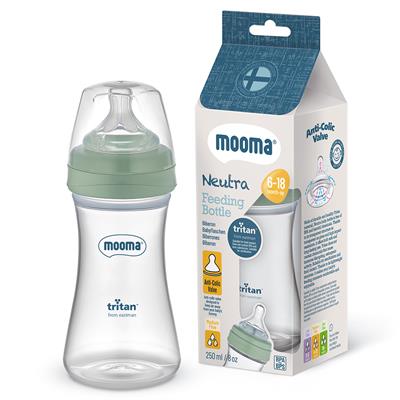 Mooma Neutra Antikolik Tritan Biberon 250ml (6-18 Ay) Orta Akış - Sage Green