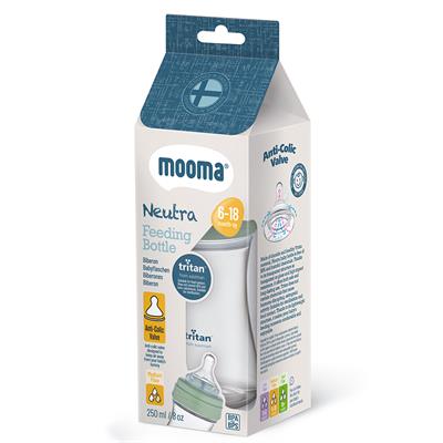 Mooma Neutra Antikolik Tritan Biberon 250ml (6-18 Ay) Orta Akış - Sage Green