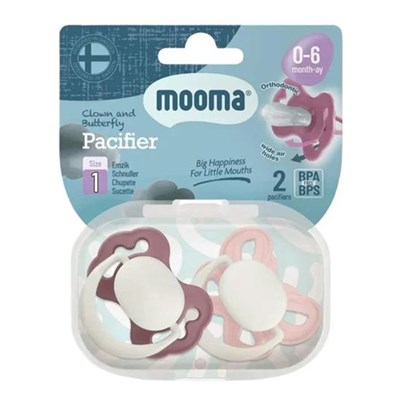 MOOMA Palyaço Ve Kelebek Desenli Emzik No:1 (0-6 Ay) ( Pembe Mor )
