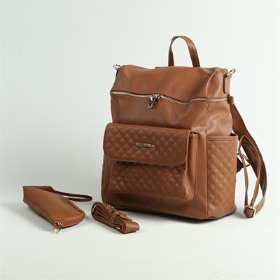 M&Y COLLECTION West Deri Sırt Bebek Bakım Çantası ( Taba )