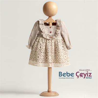 MYMİO Boncuklu Naturel Elbise ( Kız )