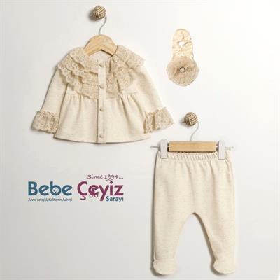 MYMİO Simli Dantel 3lü Takım ( Kız ) ( 0-3 Ay )