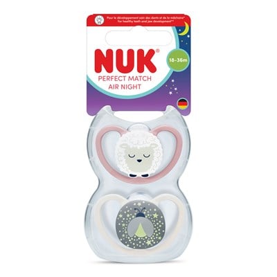 Nuk Perfect Match Air Night 18-36 ay 2li Pembe/Gri Kız Emziği