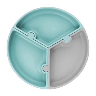 Oioi Puzzle Vakumlu Mama Tabağı ( Aqua Green - Powder Grey )