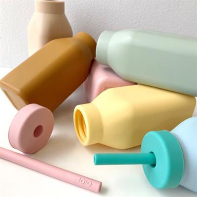 OOioi Şişe + Pipet Mellow Yellow-Powder Grey (6Ay+)