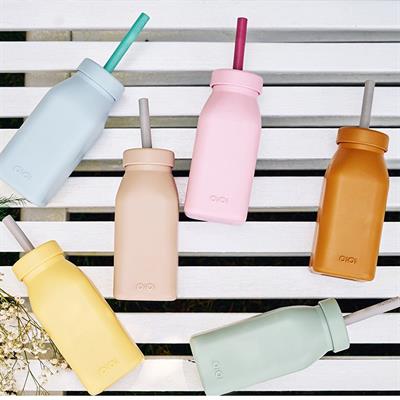 OOioi Şişe + Pipet Mellow Yellow-Powder Grey (6Ay+)