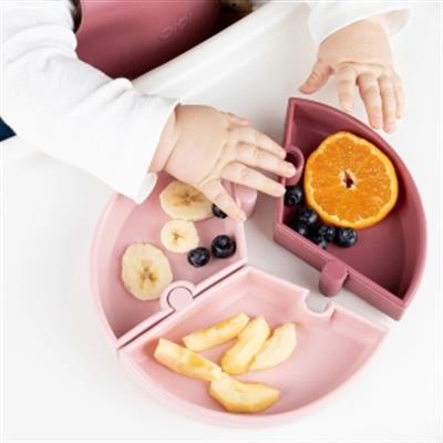 Oioi Vakum Tabanlı Puzzle Tabak Pinky Pink Powder Grey (6Ay+)