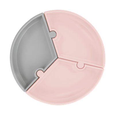 Oioi Vakum Tabanlı Puzzle Tabak Pinky Pink Powder Grey (6Ay+)