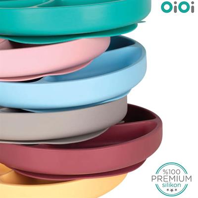 Oioi Vakum Tabanlı Silikon Tabak Porsiyon River Green (6Ay+)