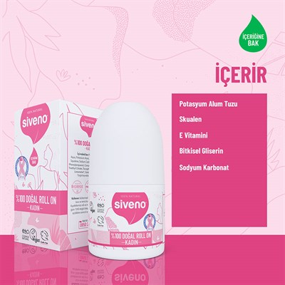 Siveno Doğal Roll-On Kadın Deodorant Ter Kokusu Önleyici Bitkisel Leke Bırakmayan Vegan 50ml