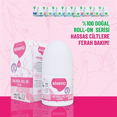 Siveno Doğal Roll-On Kadın Deodorant Ter Kokusu Önleyici Bitkisel Leke Bırakmayan Vegan 50ml