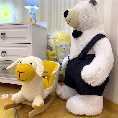 Peluş Ahşap Sallanır Kuzu