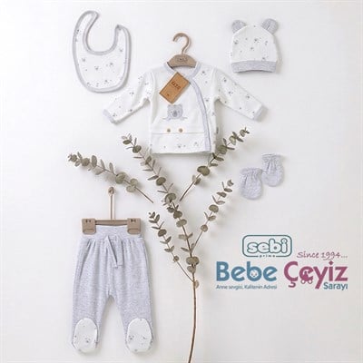 SEBİ PRİME Ayı Baskılı 5'li Hastane Çıkışı ( Gri )