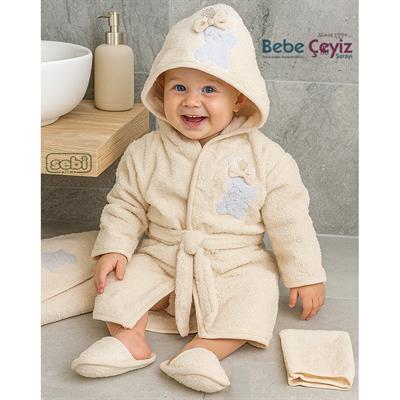 Bornoz Set...5 li Ayı Desen Bej