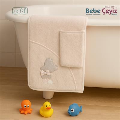 Banyo Havlusu...Ayı Desen Bej