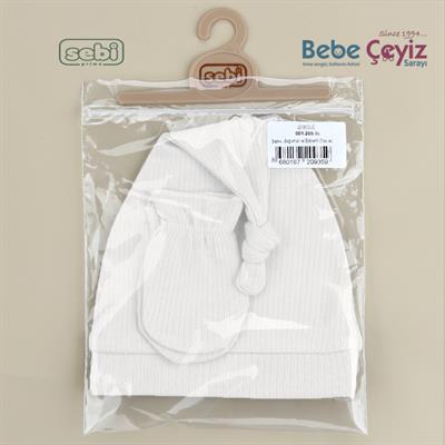 Şapka...Bağlamalı Ve Eldivenli ( Ekru )
