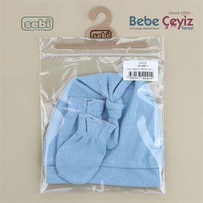 Şapka...Bağlamalı Ve Eldivenli ( Mavi )
